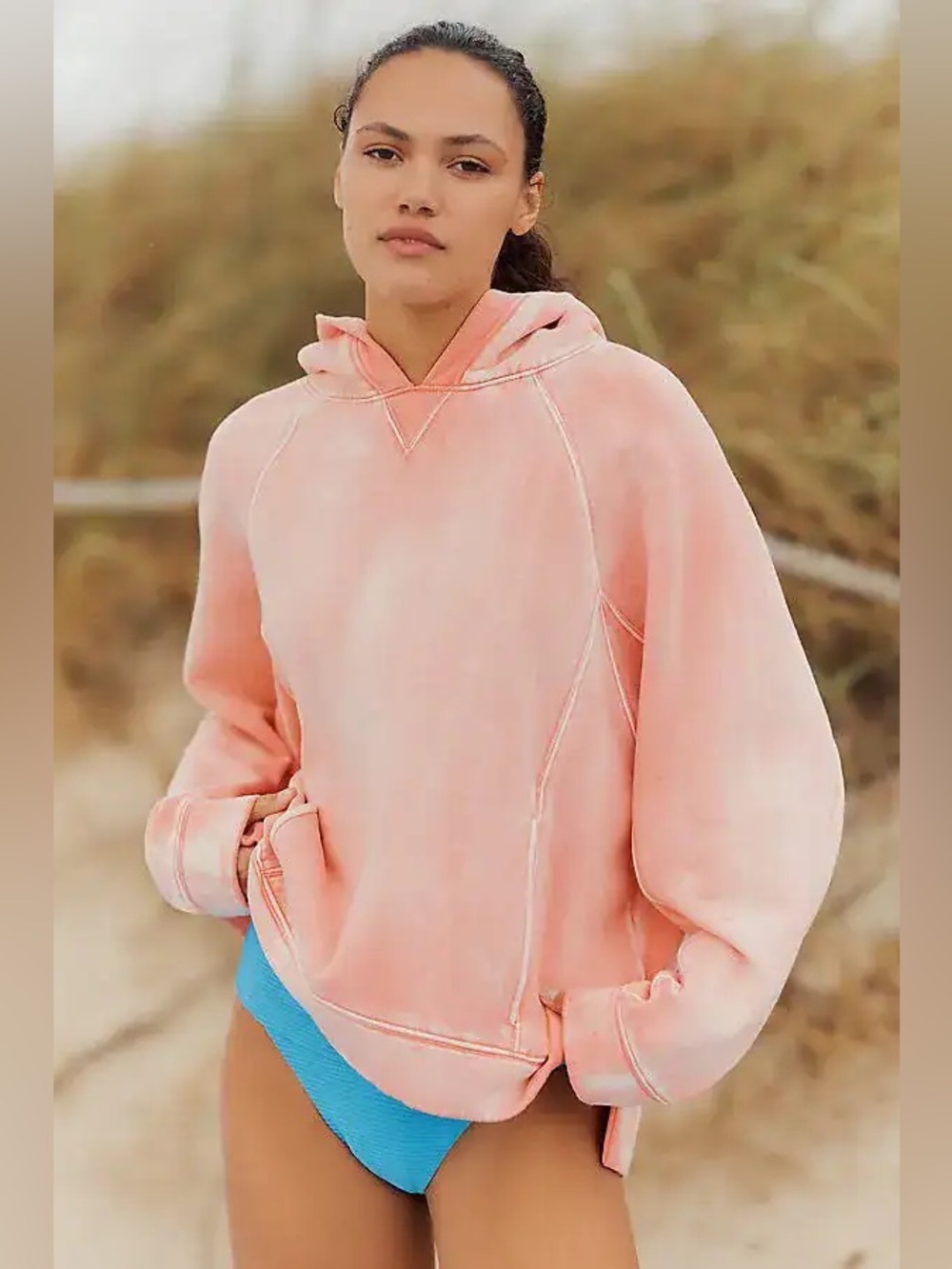 Daily practice pink acid wash hoodie